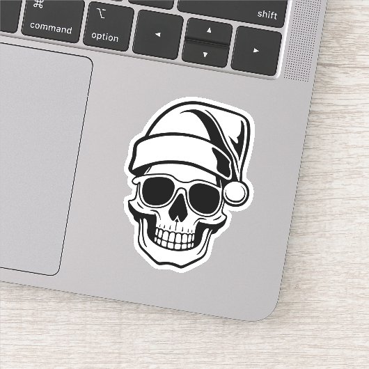 Sticker Père Noël crâne Goth Noël (Détail)