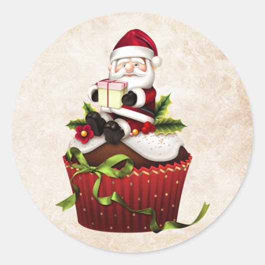 Sticker Père Noël Cupcake de Noël (Devant)