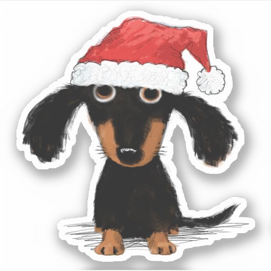 Sticker Père Noël Dachshund | Doxie Clause Noël (Devant)