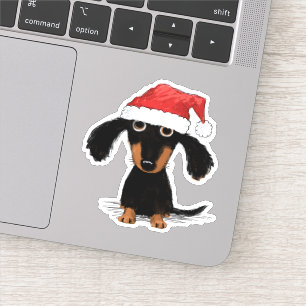 Sticker Père Noël Dachshund Doxie Clause Noël