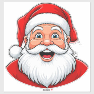 Sticker Père Noël de Noël souriant au chapeau rouge