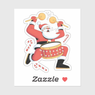 Sticker Père Noël drôle batteur Noël hideux Noël Batterie