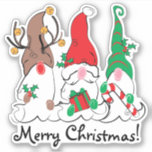 Sticker Père Noël Elf Reindeer Christmas Gnome Trio<br><div class="desc">Le trio des Gnomes Elf Reindeer de Père Noël Festive stylisé en un adorable autocollant. Parfait pour les étiquettes cadeaux, les emballages décoratifs et tout ce à quoi vous voulez ajouter plaisir festif à la joie. Pas un joyeux Noël ? Gnome ou pas ! Le texte est personnalisable à tout...</div>