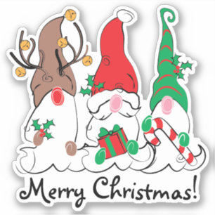 Sticker Père Noël Elf Reindeer Christmas Gnome Trio