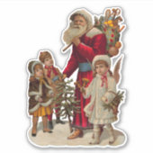 Sticker Père Noël et Enfants, vintages, (Devant)