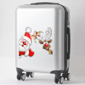 Sticker Père Noël et Reindeer Joyeux Noël Joyeux dessin an (Sur valise)