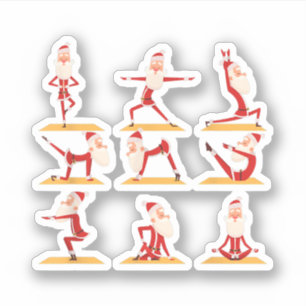 Sticker Père Noël Faire des exercices de yoga Pose Méditat