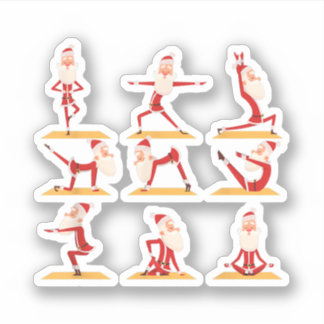 Sticker Père Noël Faire des exercices de yoga Pose Méditat