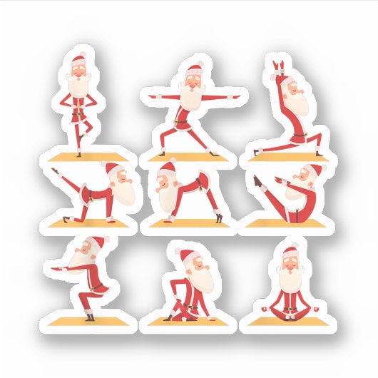 Sticker Père Noël Faire des exercices de yoga Pose Méditat (Devant)