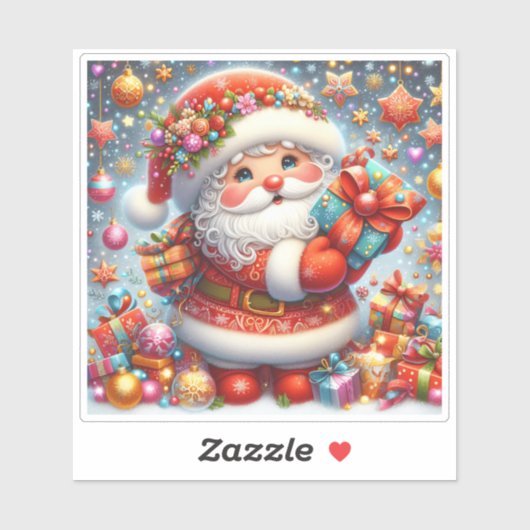 Sticker Père Noël festive et Noël joyeux (Feuille)