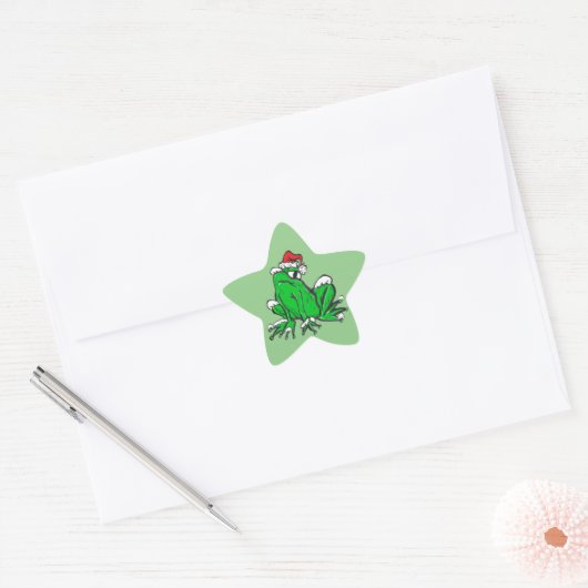 Sticker père Noël Frog Cartoon Merry X-Mas (Enveloppe)