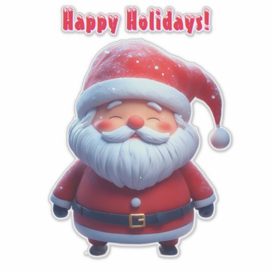 Sticker Père Noël Gai Dans La Forêt Neige (Devant)