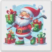 Sticker Père Noël Golfing et Livraison de cadeaux! (Devant)