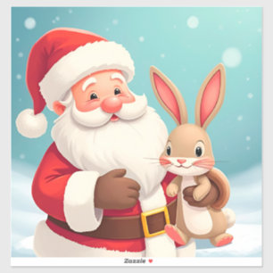 Sticker Père Noël heureux dans une scène hivernale enneigé