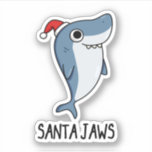 Sticker Père Noël Jaws Funny Shark Christmas Pun<br><div class="desc">Père Noël Jaws Funny Shark Christmas Pun présente un requin qui a l'air vraiment mignon et charmante dans son chapeau santa. Un cadeau de Pun mignonne pour la famille et les amis qui aiment santa claus,  puns de noël.</div>