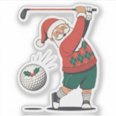 Sticker Père Noël Jouer Golf Joueur de Noël (Devant)