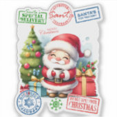 Sticker Père Noël Joyeux Avec Cadeaux (Devant)