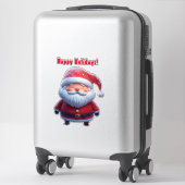 Sticker Père Noël joyeux dans une forêt enneigée (Sur valise)