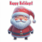 Sticker Père Noël joyeux dans une forêt enneigée (Devant)