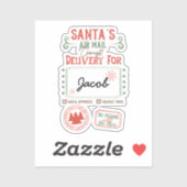 Sticker Père Noël Livraison par courrier électronique Nom  (Feuille)