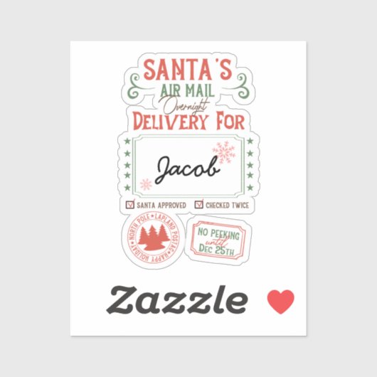 Sticker Père Noël Livraison par courrier électronique Nom (Feuille)