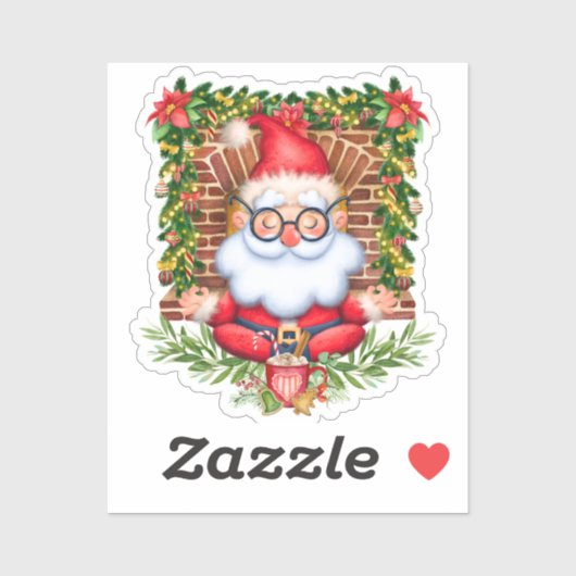 Sticker Père Noël Namaste Yoga Pose Noël Vinyl (Feuille)