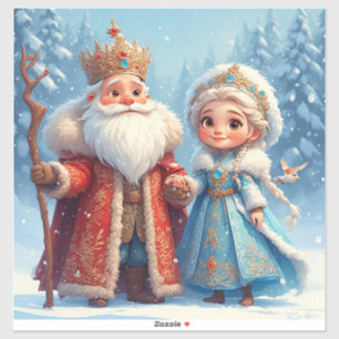 Sticker Père Noël Neige Mademoiselle Noël Fête Décor Festi