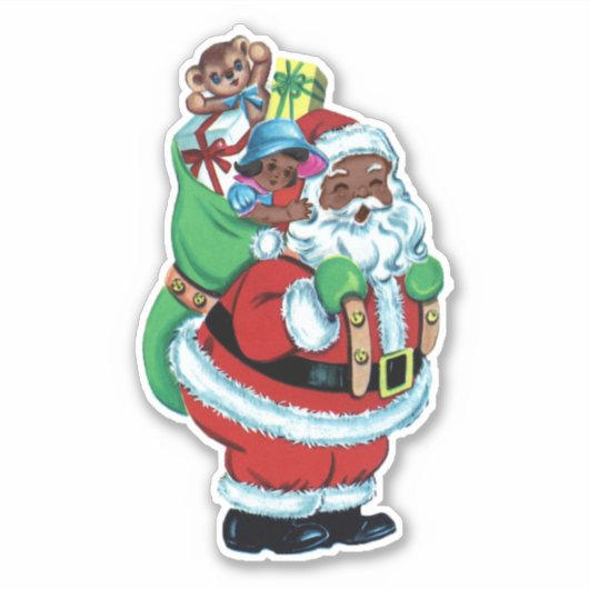 Sticker Père Noël noire avec jouets (Devant)