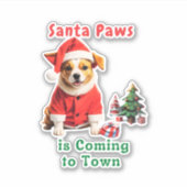 Sticker Père Noël Paws vient à Town Festive Pet (Devant)