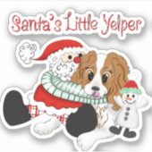 Sticker Père Noël Petit Yelper Cavalier King Charles (Devant)