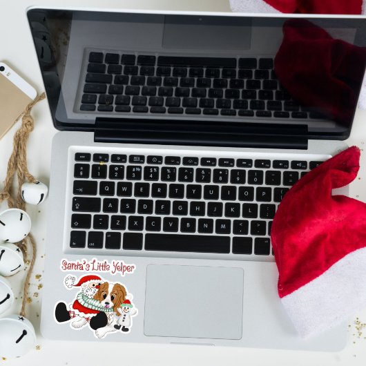 Sticker Père Noël Petit Yelper Cavalier King Charles