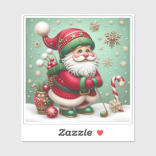 Sticker Père Noël se préparant avec délice pour Noël