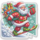 Sticker Père Noël Skiing Joyeusement le jour de Noël (Devant)
