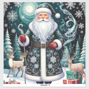 Sticker Père Noël traditionnel dans une scène hivernale fe