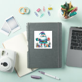 Sticker Père Noël Violet Avec des Cadeaux en Hiver (Couverture iPad)
