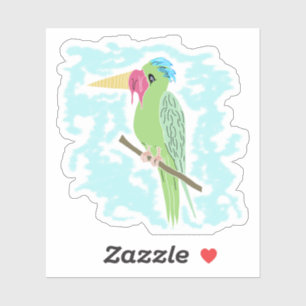 Sticker Perroquet amusant avec crème glacée
