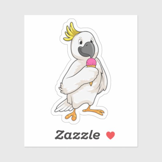 Sticker Perroquet avec crème glacée gaufre (Feuille)