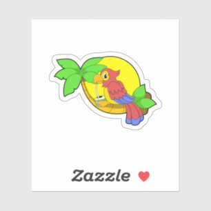 Sticker Perroquet avec noix de coco