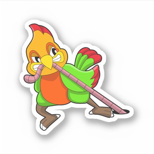 Sticker Perroquet avec ver (Devant)