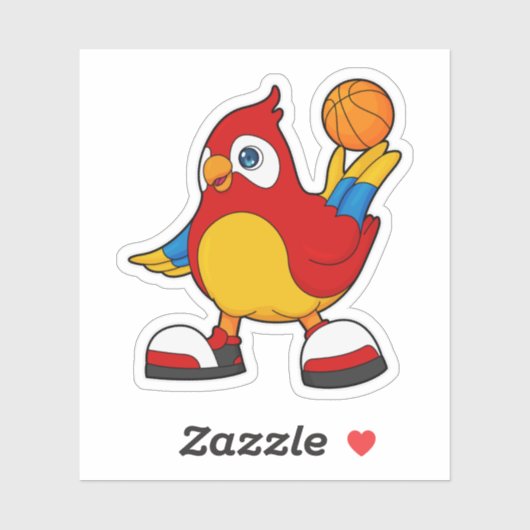 Sticker Perroquet comme joueur de basket-ball avec basket- (Feuille)