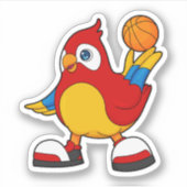 Sticker Perroquet comme joueur de basket-ball avec basket- (Devant)