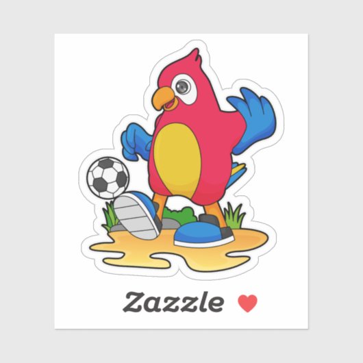 Sticker Perroquet comme joueur de football avec Soccer (Feuille)
