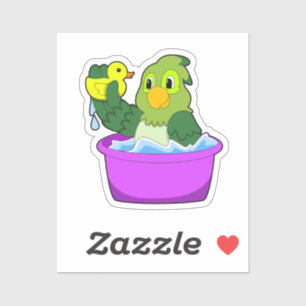 Sticker Perroquet dans la baignoire avec canard