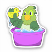 Sticker Perroquet dans la baignoire avec canard (Recto)