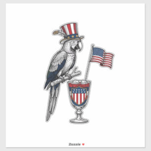 Sticker Perroquet Patriotique Cocktail Design Vectoriel Vi