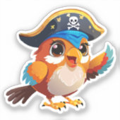 Sticker Perroquet pirate de dessin animé mignon (Recto)