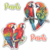 Sticker Perrots Exotiques Tropicaux Colorés Cutomizables (Devant)