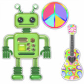 Sticker Perry the Peridot Robot Peace Sign Guitar (Devant)