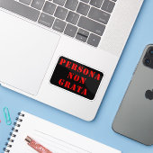 Sticker Persona Non Grata (rouge) (Ordinateur portable avec iPhone)