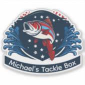 Sticker Personalize fishing gear with this patriotic bass  (Devant)